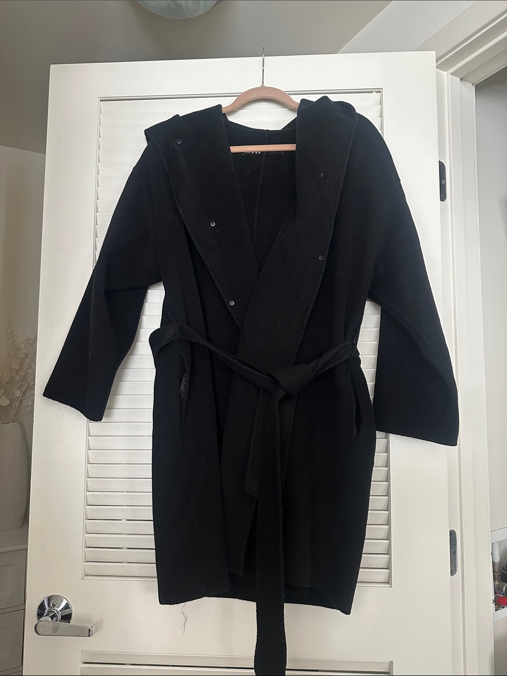 Zara Black Hooded Belted Trench Coat